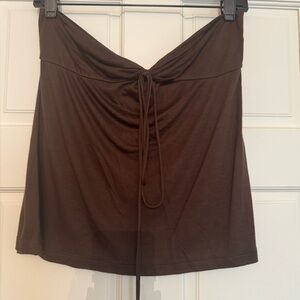 Theory Chocolate Brown strapless top.